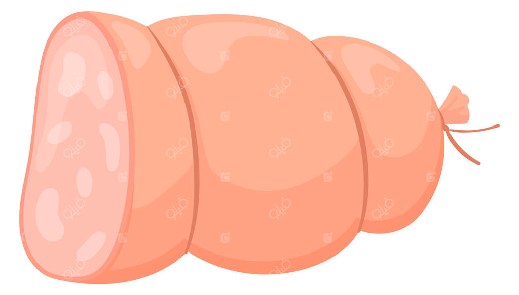 آیکون کارتونی مورتادلا: سوسیس آب‌پز و گوشت پخته‌شده