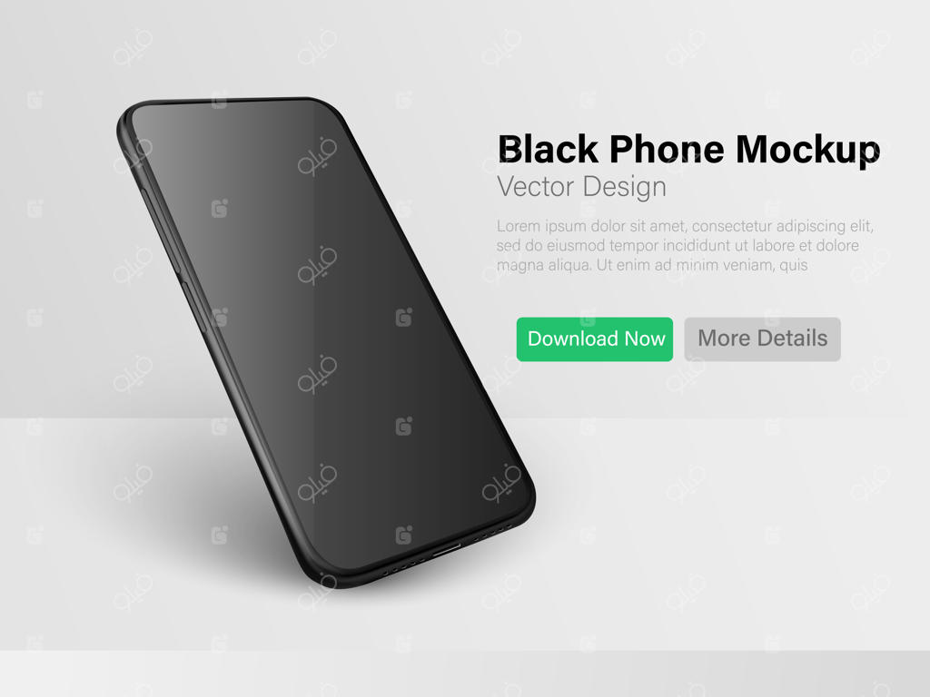 گوشی سیاه روی زمینه روشن. صفحه خالی برای ارائه‌های تجاری.