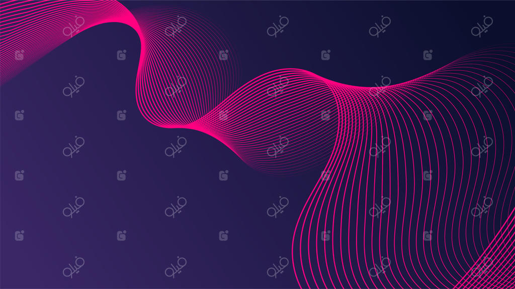 موج‌های صورتی انتزاعی در پس‌زمینه سرمه‌ای با خطوط منحنی و روان