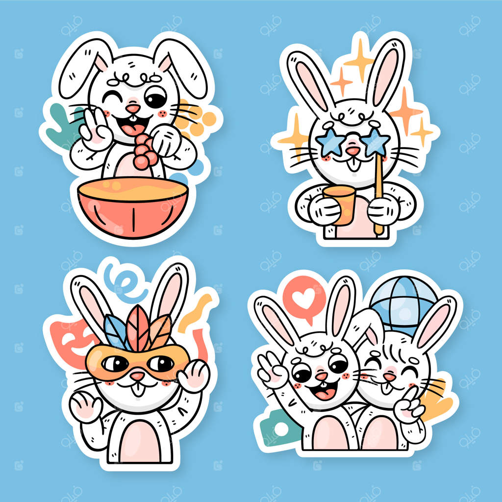 مجموعه برچسب‌های مهمانی خرگوشی به نام رانی