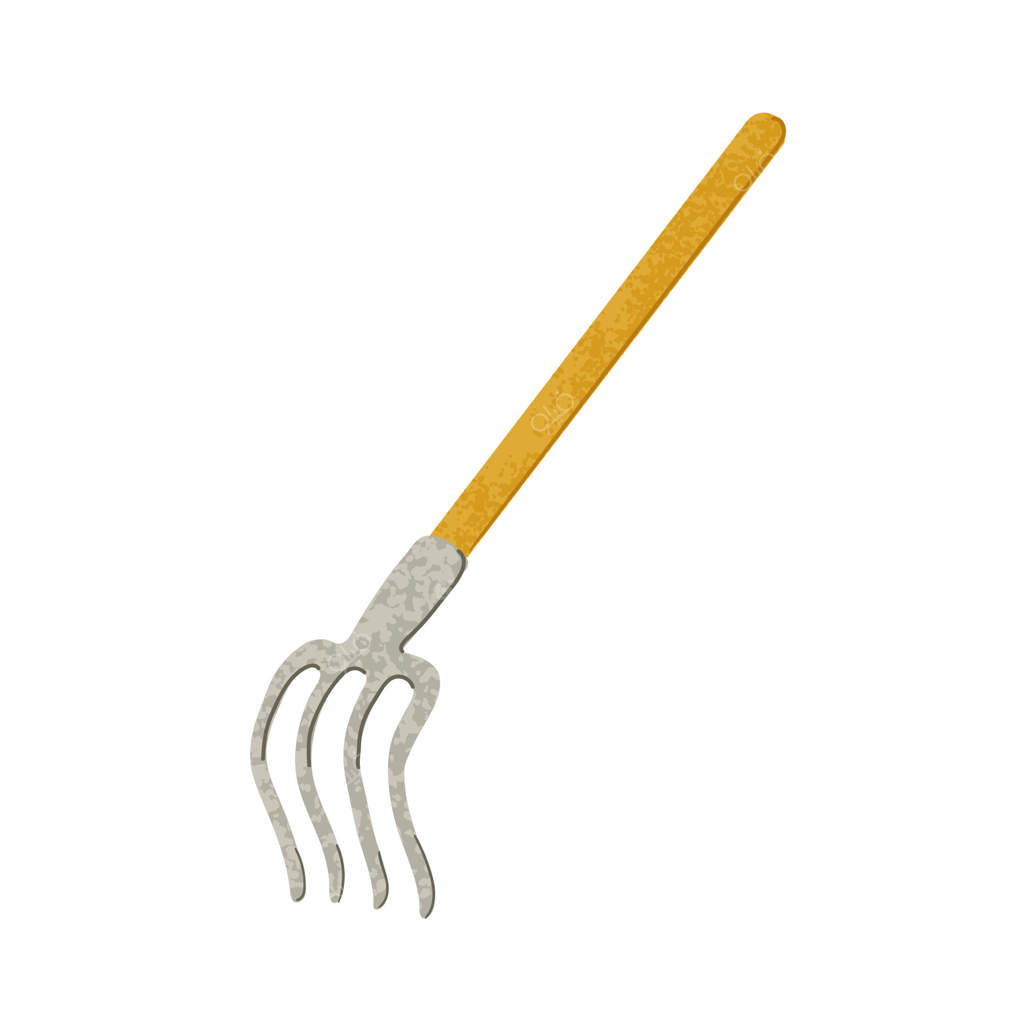 تصویر رنگارنگ یک شن‌کش باغبانی بر روی پس‌زمینه سفید