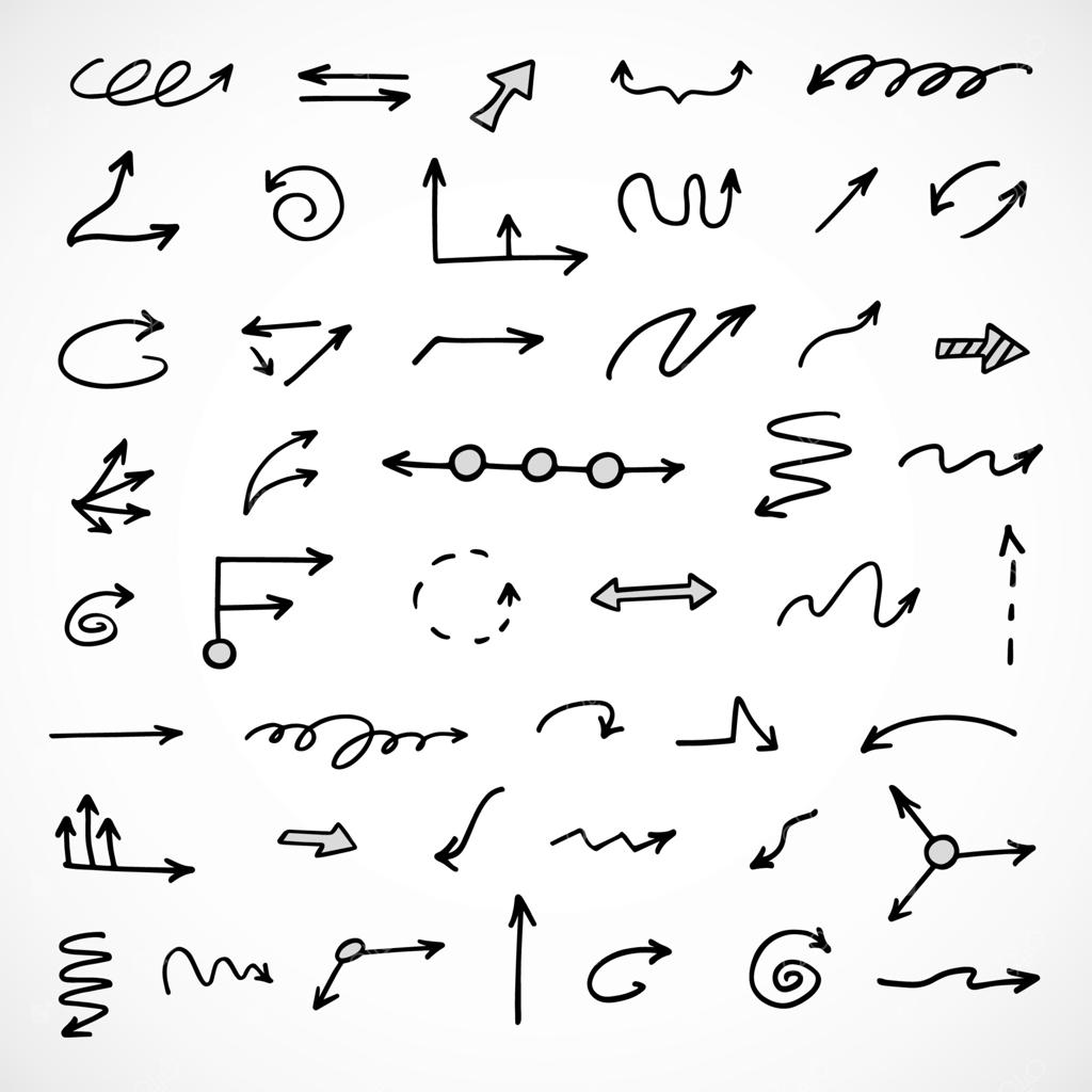 مجموعه وکتور از پیکان‌های دست‌کشیده، عناصر برای ارائه