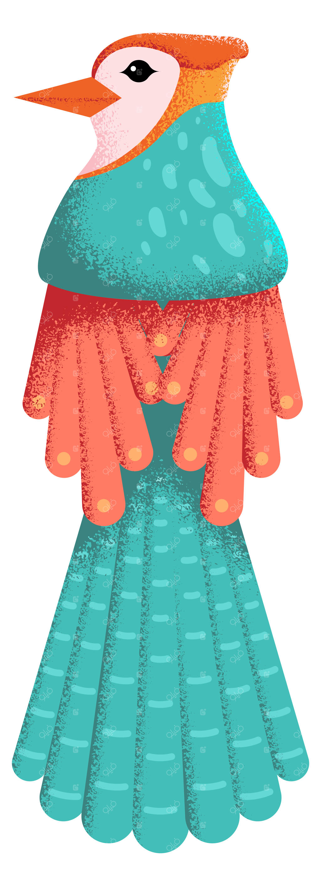 آیکون پرنده وحشی رنگارنگ و درخشان با طراحی استایلیزه