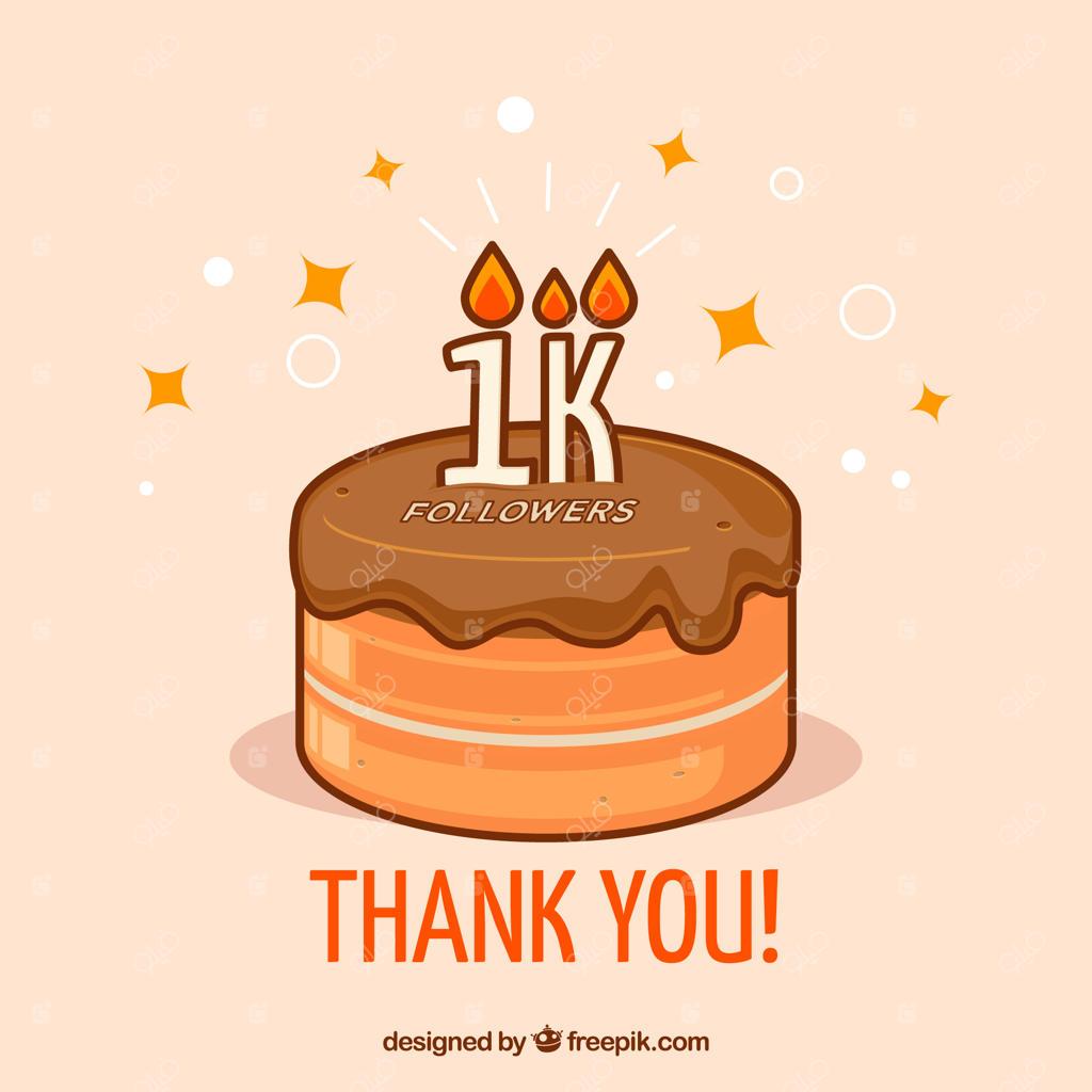 کیک با شمع‌ها برای ۱۰۰۰ دنبال‌کننده