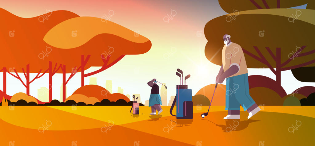 افراد مسن در حال بازی گلف در زمین سبز - بازیکنان آفریقایی-آمریکایی مسن در حال ضربه زدن و فعالیت در دوران پیری