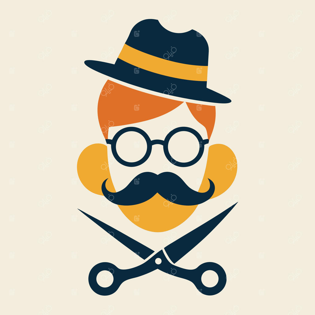 تصویر آرایشگاه کلاسیک: مرد شیک با قیچی - طراحی نوستالژی آرایشگری