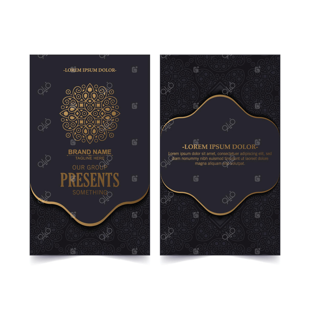 قالب کارت ویزیت لوکس با طراحی تزئینی و تیره