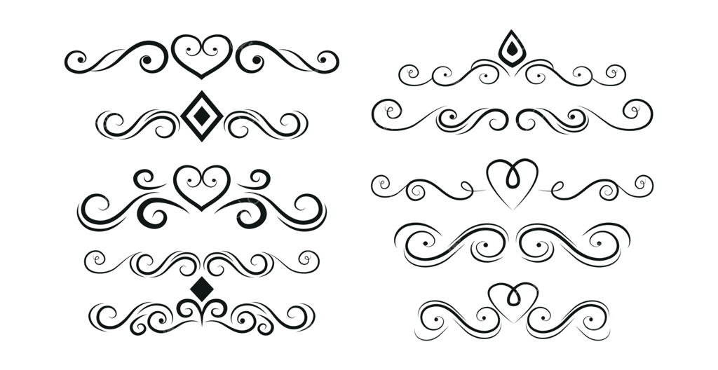 مجموعه‌ای از خطوط سیاه زینتی و قاب‌ها برای تصاویر روی پس‌زمینه سفید - وکتور