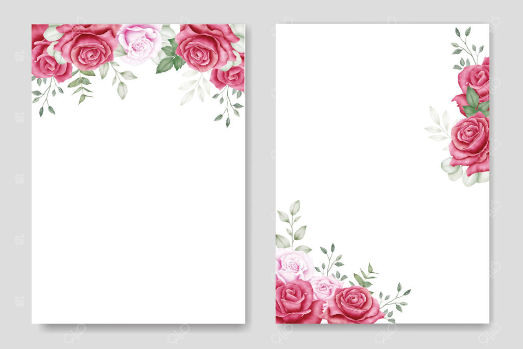 کارت دعوت عروسی با طرح گل رز آبرنگی