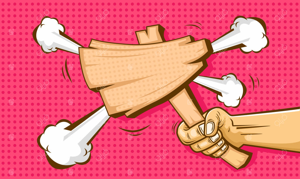 تابلو چوبی خالی در دست - به سبک کارتونی و کمیک پس زمینه