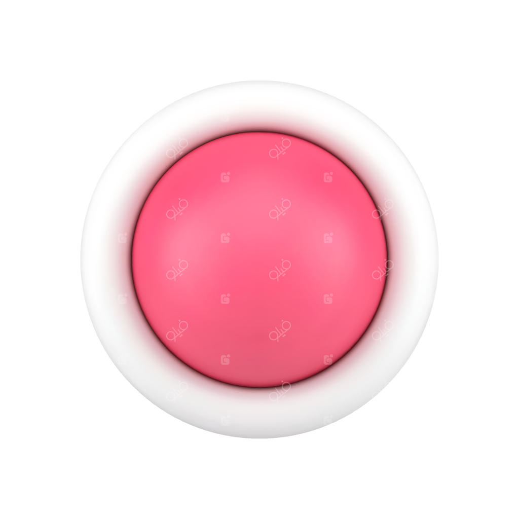 آیکون سه‌بعدی دکمه قرمز: کلید گرد و براق برای تنظیمات.