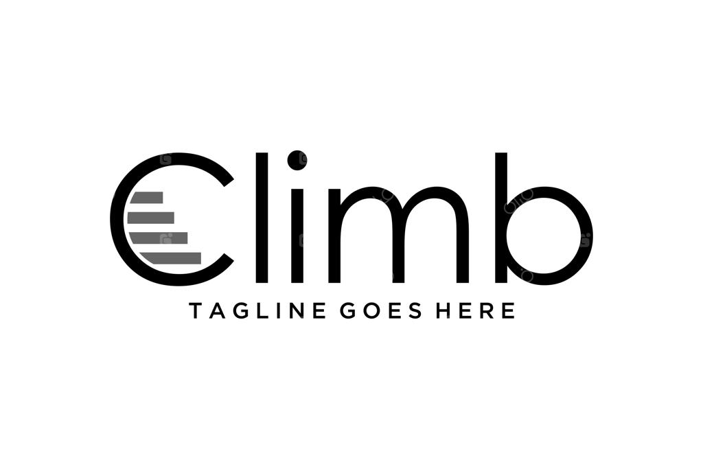 تصویرسازی پله‌های رو به بالا درون حرف C در طراحی لوگوی Climb