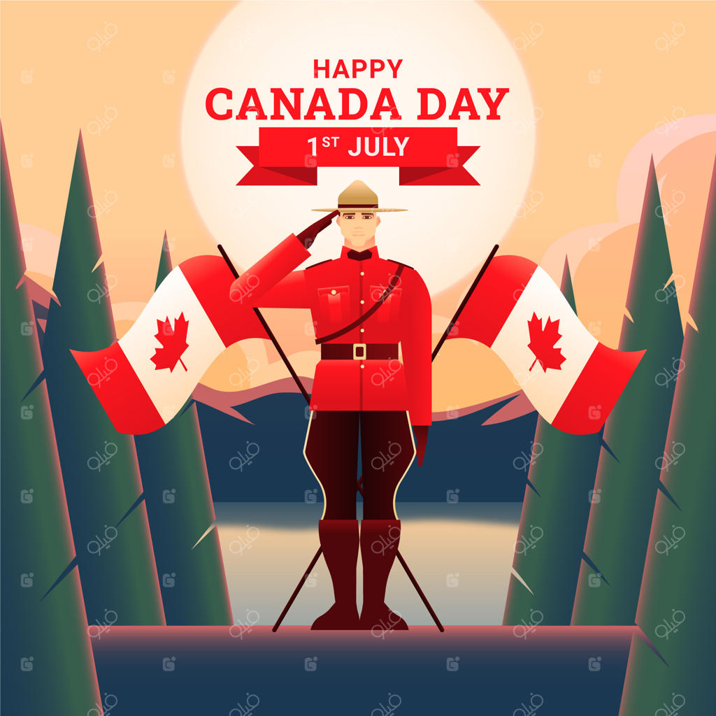 تصویرسازی با گرادیانت برای جشن روز کانادا