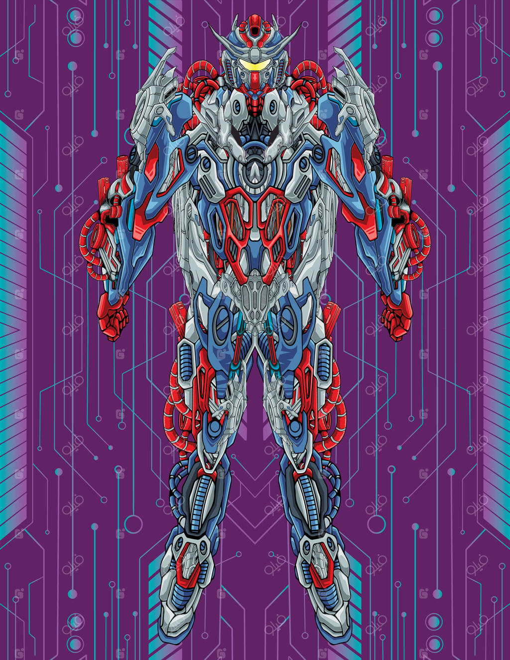 تصویر کامل بدنه ربات مکانیکی صنعت آینده‌گرا