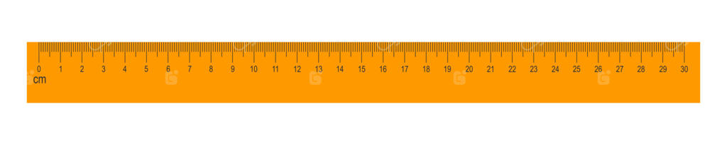 خط‌کش 30 سانتی‌متری نارنجی در پس‌زمینه سفید: ابزار ریاضی یا هندسی برای سنجش فاصله، ارتفاع یا طول با درجه‌بندی و اعداد