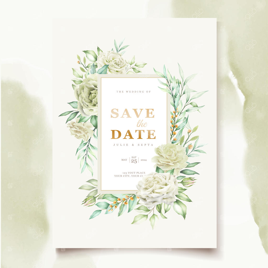 طراحی دعوتنامه عروسی با دست‌کشی زیبا و گل‌دار