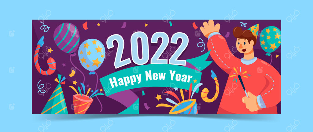 طراحی کاور فیسبوک برای سال نو با سبک فلت مناسب شبکه‌های اجتماعی