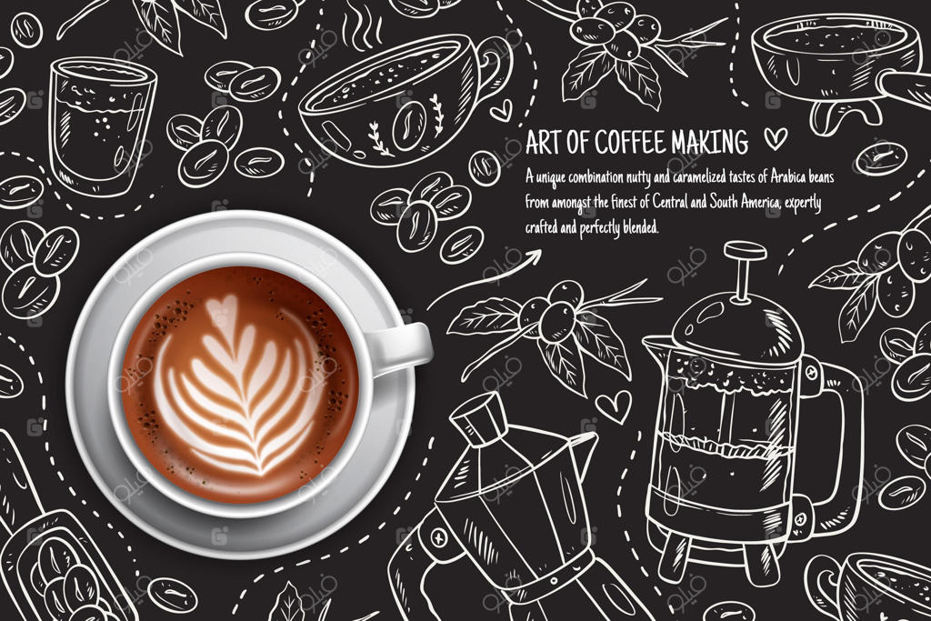 فنجان اسپرسو با طرح برگ از فوم