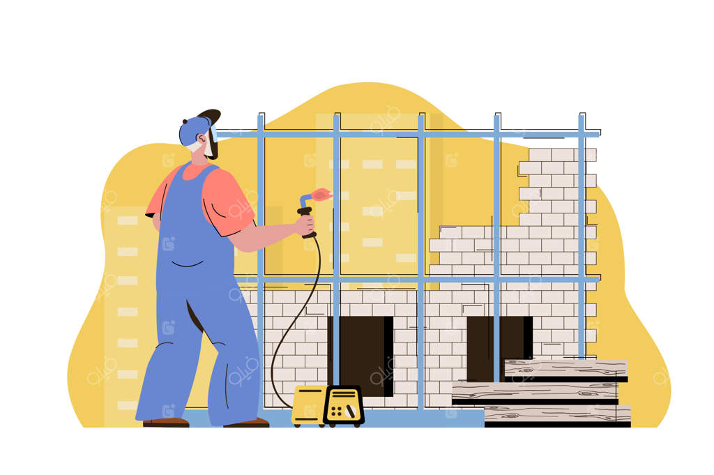 طرح مفهومی ساختمان مدرن: جوشکاری سازه‌های فلزی توسط بنا