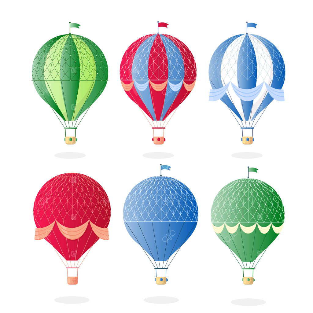 بالن قدیمی و کلاسیک با سبد در آسمان