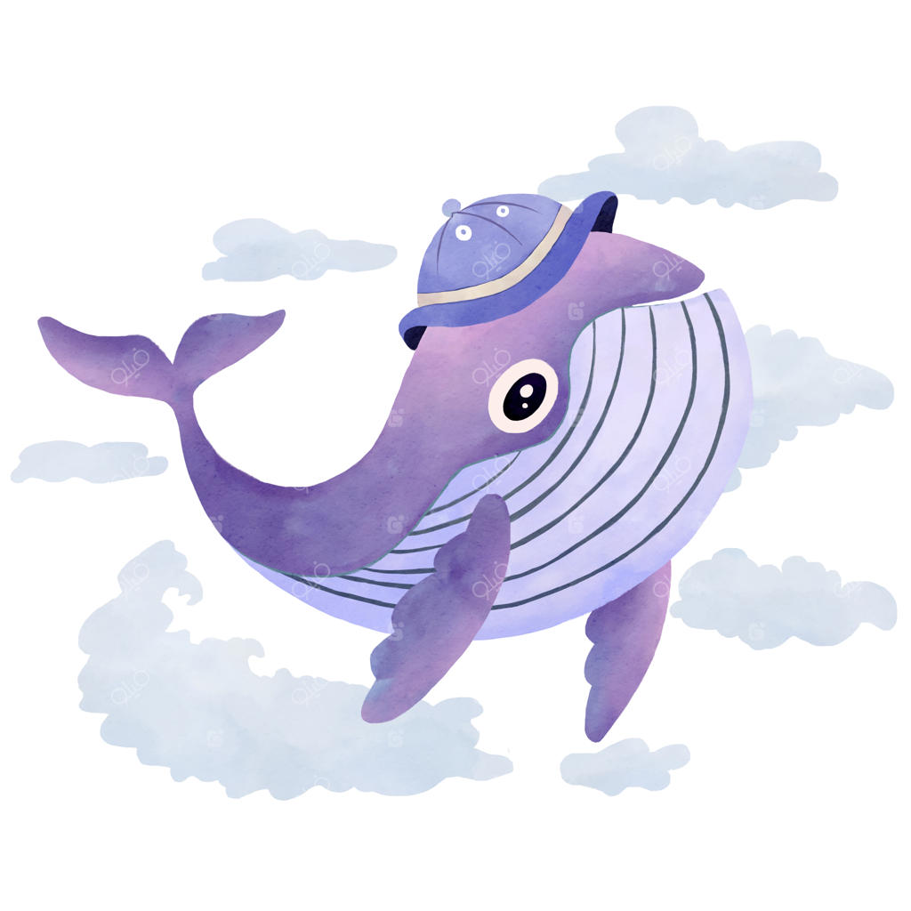 نهنگ آبی زیبایی که در ابرها پرواز می‌کند