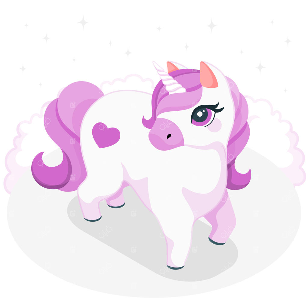 تصویرسازی مفهوم تک‌شاخ بامزه