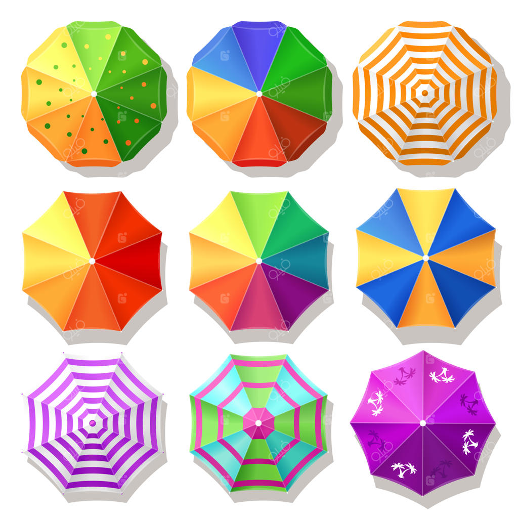 نمای بالا از چترهای ساحلی