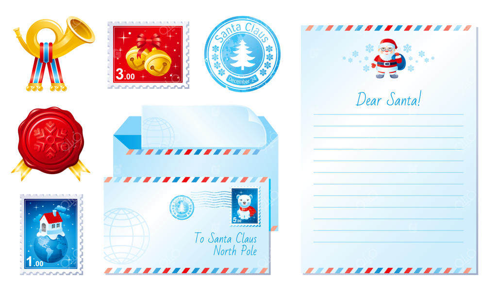مجموعه کارت تبریک کریسمس با نامه‌ای به بابا نوئل