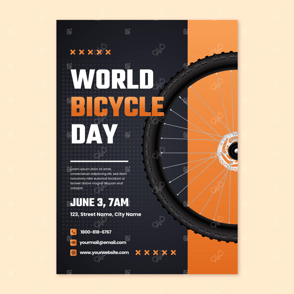 قالب پوستر عمودی برای جشن روز جهانی دوچرخه‌سواری