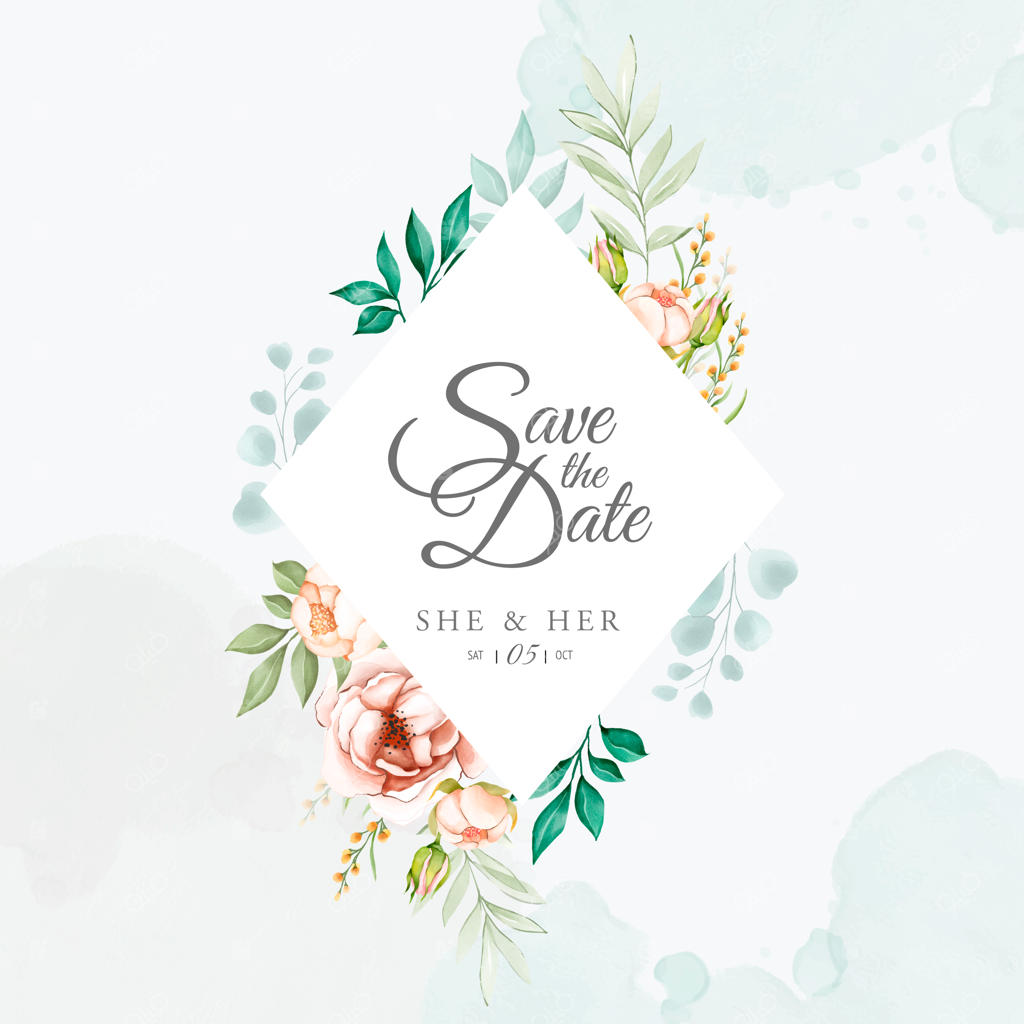 کارت دعوت عروسی رنگارنگ با قاب گل‌های آبرنگی