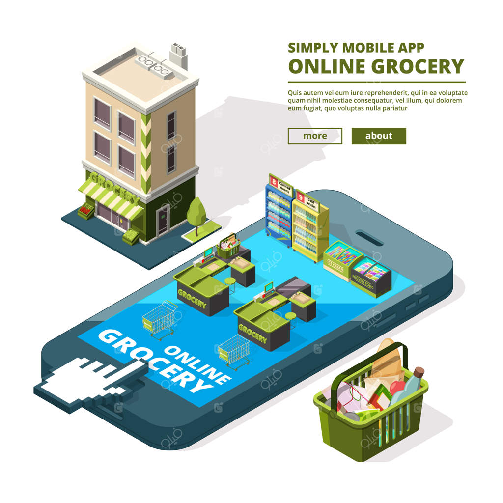 تصویر مفهومی خرید آنلاین: خرید ابزارهای مختلف با استفاده از گوشی هوشمند