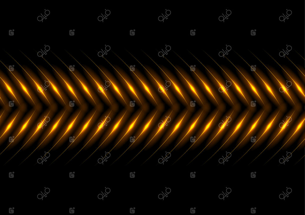 پیکان‌های نئونی نارنجی در پس‌زمینه فناوری آینده‌نگرانه و انتزاعی