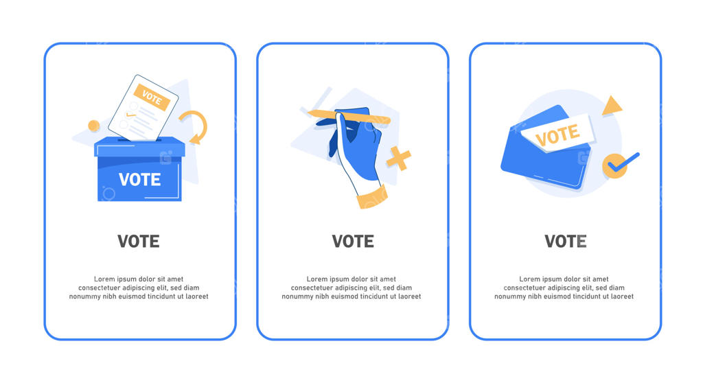 انداختن برگه رأی در صندوق؛ مفهوم انتخابات و رأی‌گیری، انتخاب درجه رضایت مشتری و ثبت نظر مثبت