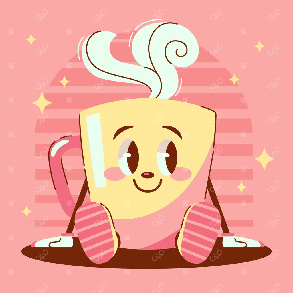 تصویرسازی کارتونی قهوه دست‌کشیده