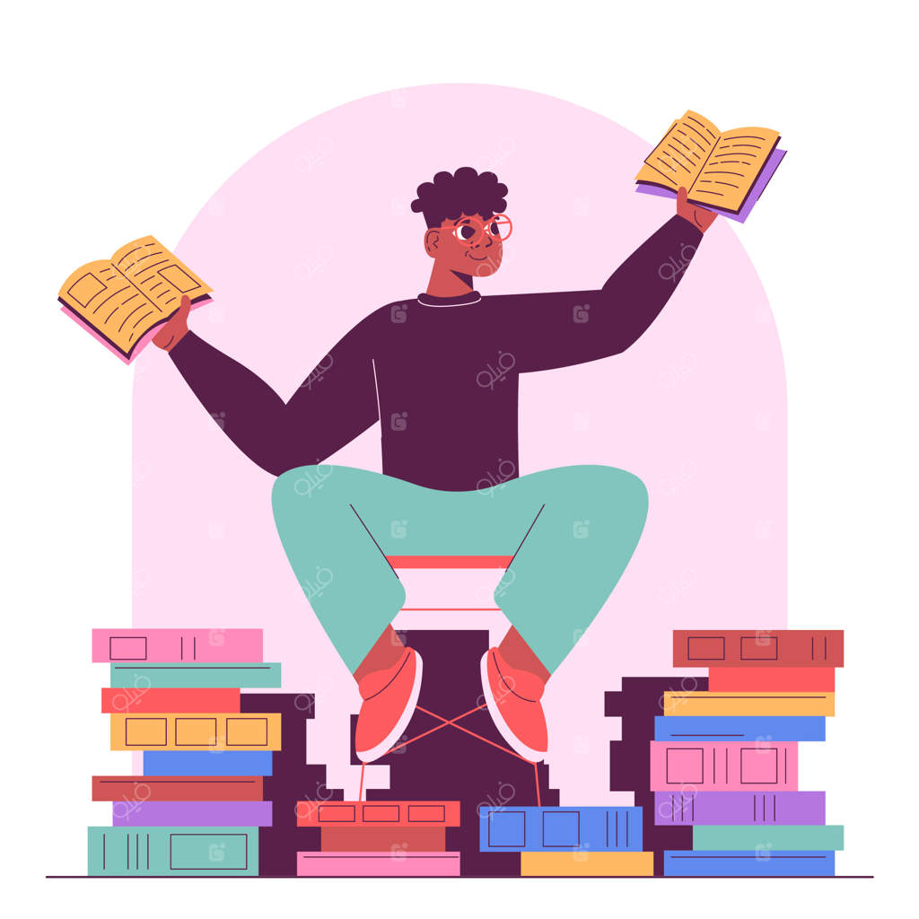 طرح ادبی با طراحی دستی و سبک مسطح