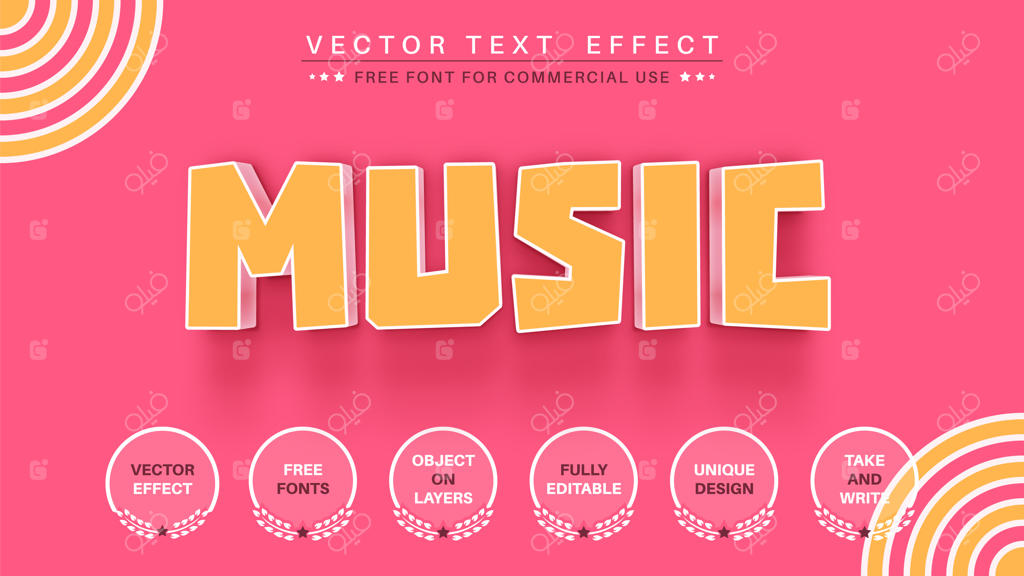 افکت متن ویرایشی موسیقی سه‌بعدی با فونت قابل تغییر