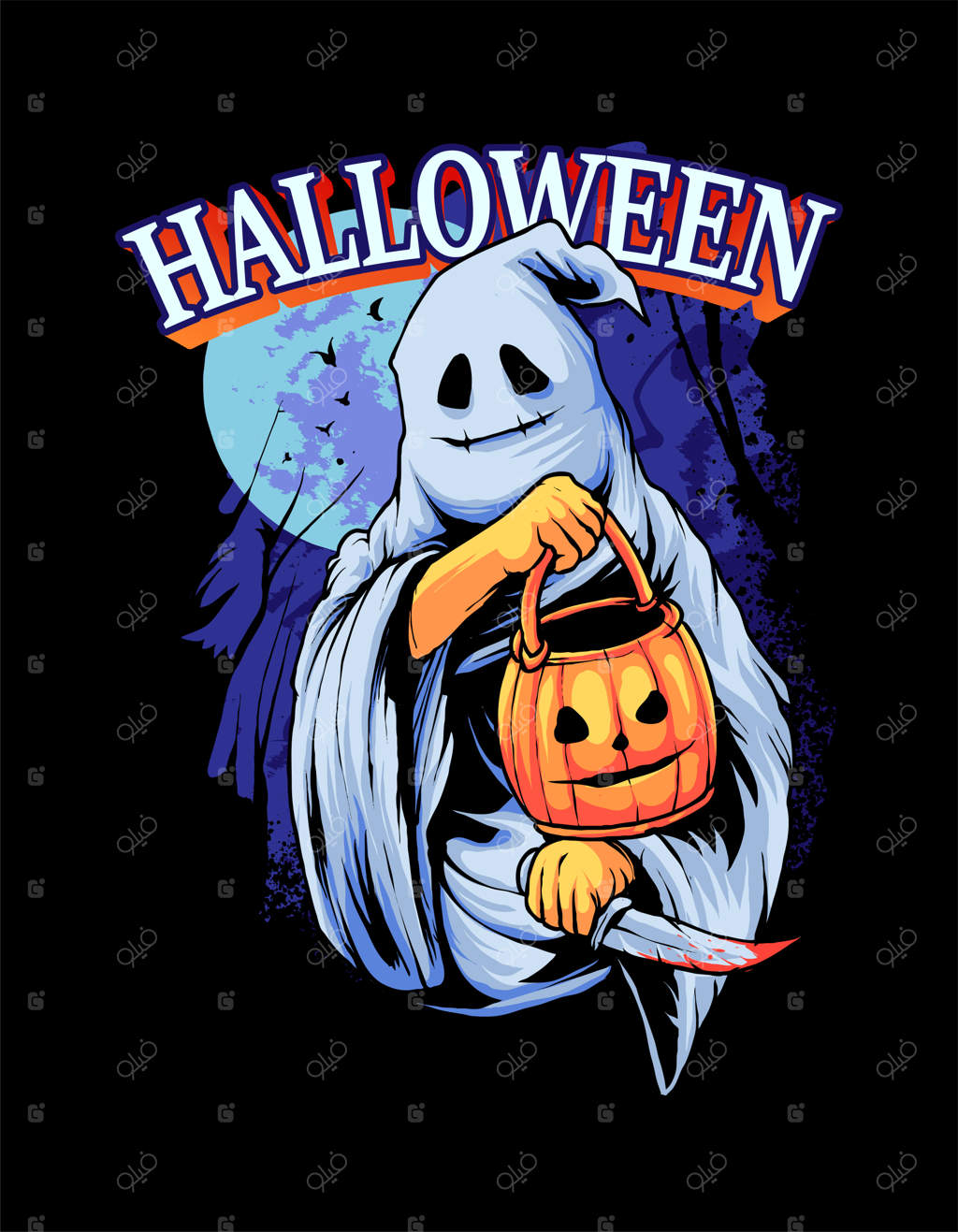 تصویر وکتور باکیفیت از لباس روح مردانه، مناسب برای چاپ روی تی‌شرت