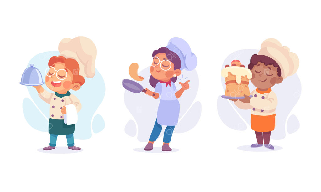 سرآشپزان با شادی موفقیت‌های آشپزی شان را به سبک جذاب و شاد کارتون جشن می‌گیرند