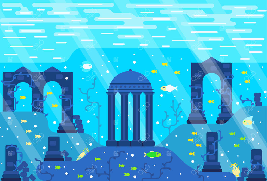 ویرانه‌های یک شهر باستانی: ستون‌های سنگی و آمفورای یونانی در زیر آب