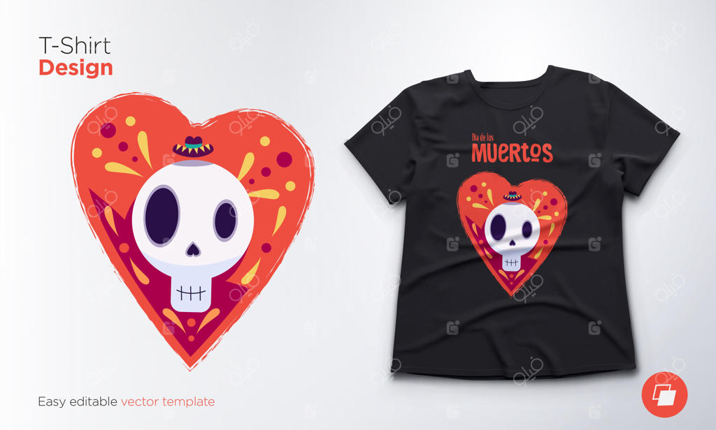 تصویر جمجمه بامزه داخل قلب و تی‌شرت