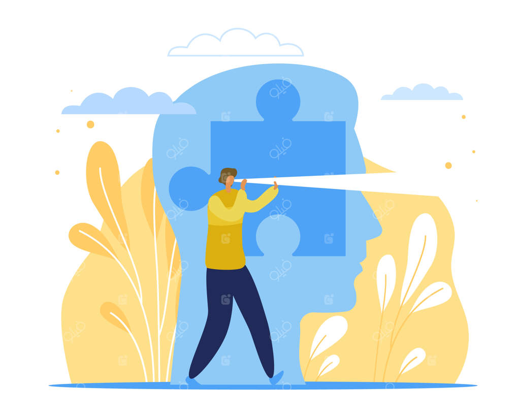 یافتن راه‌حل: پیش‌بینی سود و درآمد، تصمیم‌گیری با پیش‌آگاهی و پیش‌بینی. مردی با تلسکوپ به آینده نگاه می‌کند و انتخاب استراتژی و مسیر آینده.