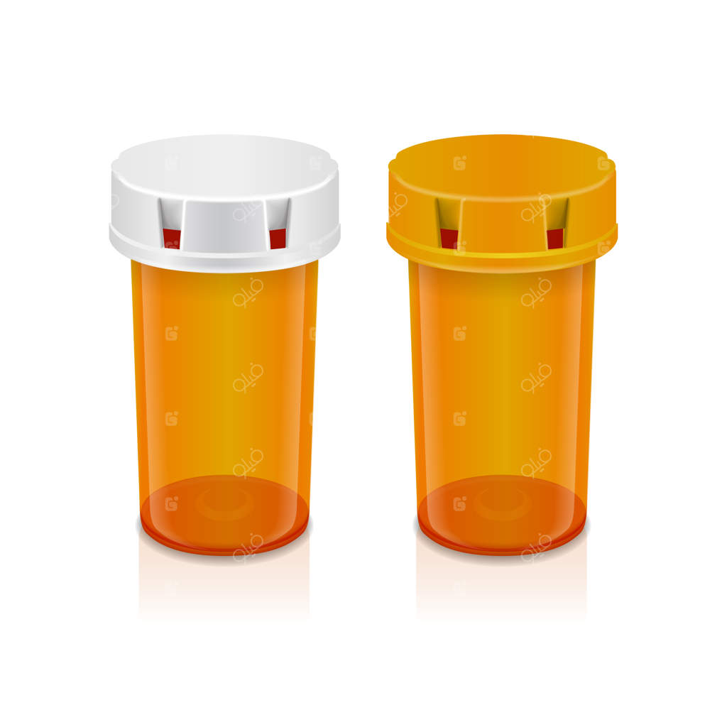 بطری قرص زرد روی زمینه شفاف