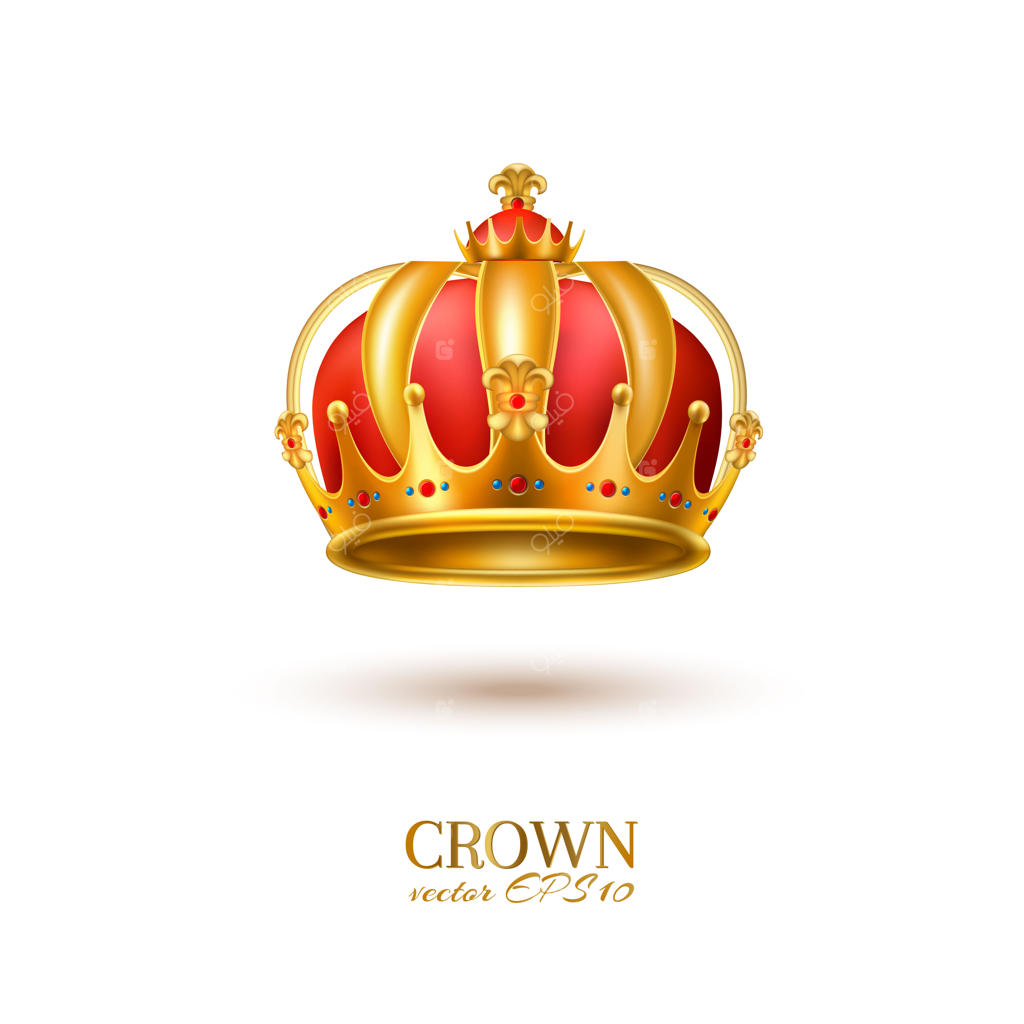 تاج طلایی واقع‌گرایانه با جواهرات؛ نماد سلطنتی سه‌بعدی