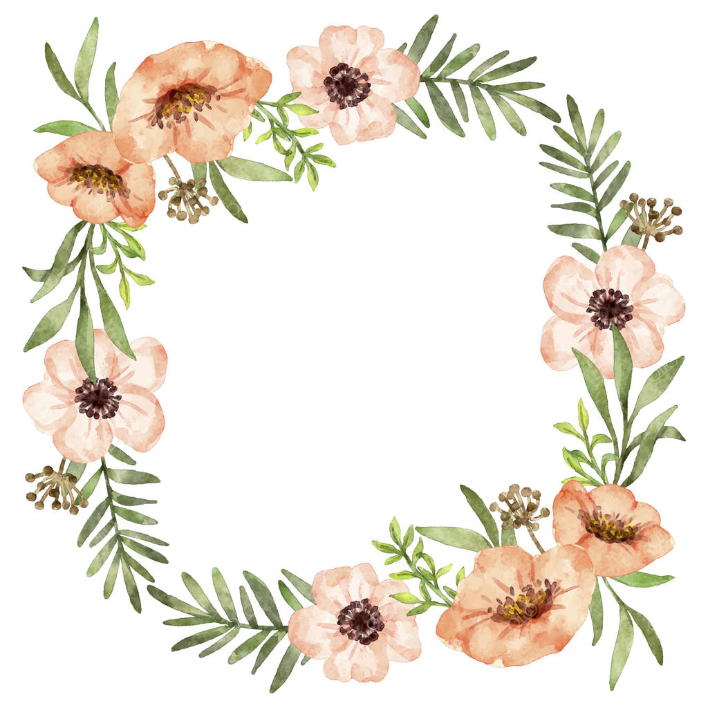 قاب دایره‌ای گل‌های آبرنگی