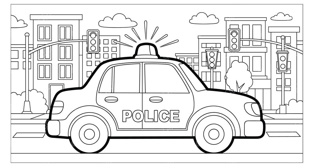 صفحه رنگ آمیزی ماشین پلیس در صحنه خیابان شهری