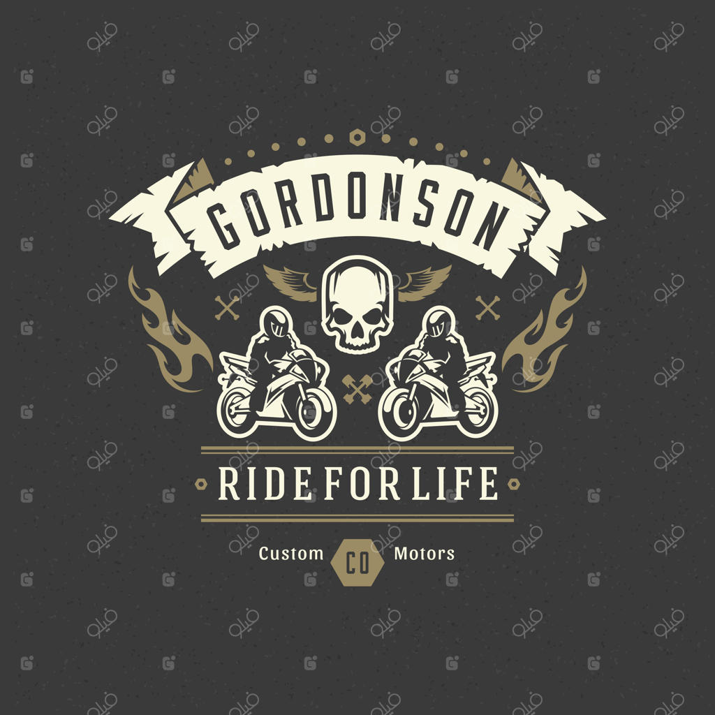 الگوی طراحی لوگوی موتور سیکلت اسپرت به سبک وینتیج