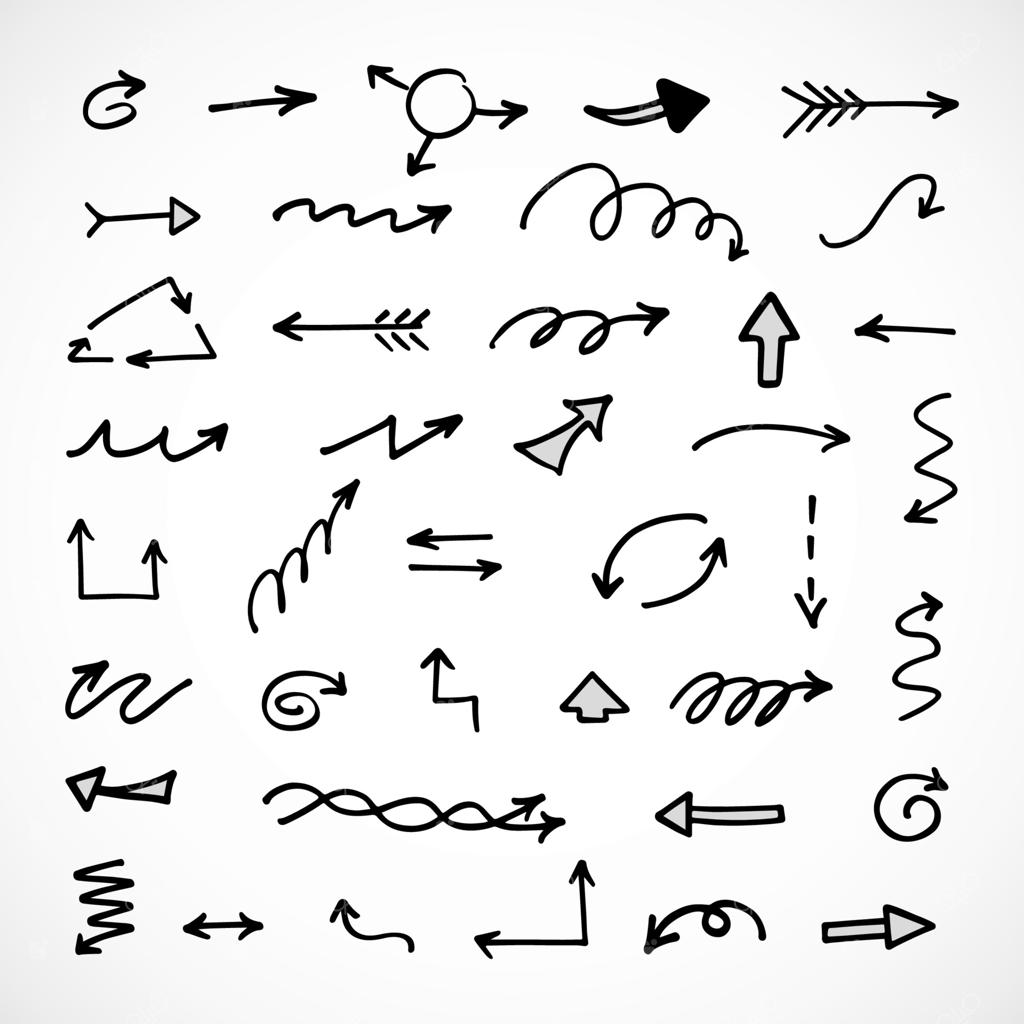 مجموعه وکتور فلش‌های دستی، عناصر مناسب برای ارائه‌ها