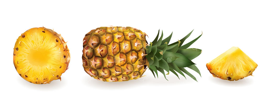 آناناس کامل و برش‌خورده