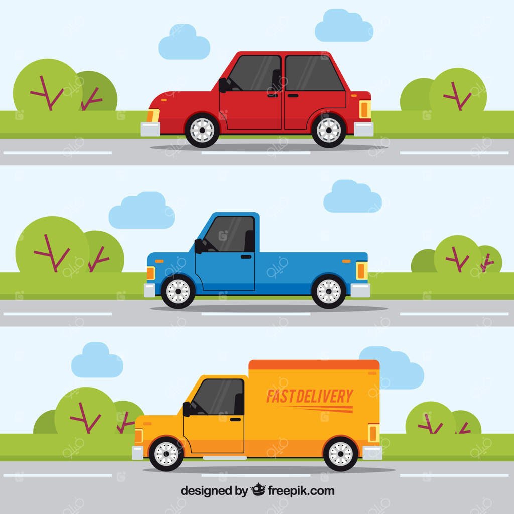 سه گانه‌ای از وسایل نقلیه در جاده