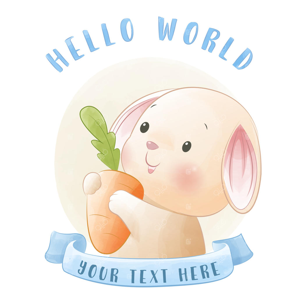 تصویرسازی کارت ماهگرد نوزاد با طرح خرگوش کوچولوی بامزه